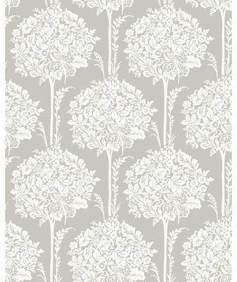 A-Street Prints Zaria Grey Topiary Wallpaper