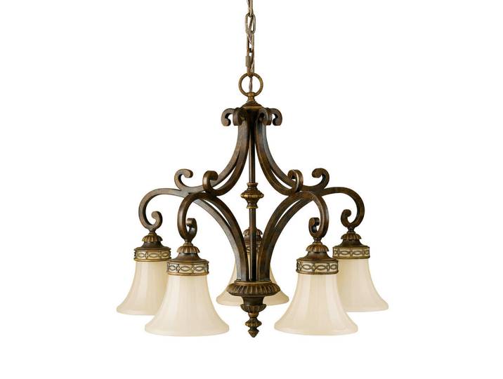 Elstead Lighting Kronleuchter, Walnussfarben, Metall, Glas, 66 cm, RoHS, Lampen & Leuchten, Innenbeleuchtung, Kronleuchter