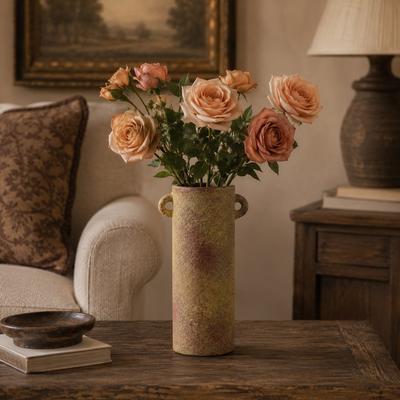 Arcilla Elemental - Dark Gray, Beige, Red or Cream Ceramic Antique Style Textured or Washed Decorative Vase with Handles