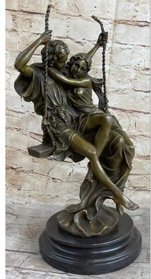 Bronzhaus Hand Made Perfect Valentine Gift Couple In Love On Swing Set Bronze Figurine Lrg