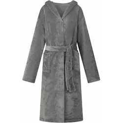 vidaXL Bademantel Hoodie Dunkelgrau S Flanell