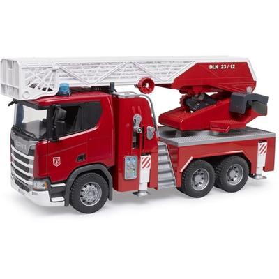 bruder 03591 Scania Super 560R Feuerwehr mit Drehleiter, Wasserpumpe, L+S Modu