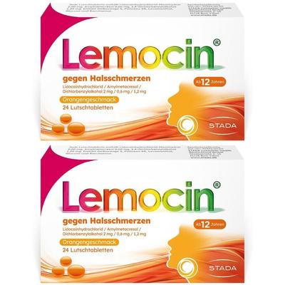 Lemocin gegen Halsschmerzen Orangengeschmack Lut. 2x 2x24 St Lutschtabletten