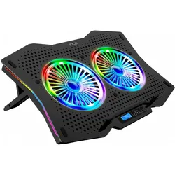 Inca ARRAX II 2X RGB FAN,LCD CONTROL PANEL,7 STEPS 10 ”-18”NTB COOLER, Notebook Ständer, Schwarz