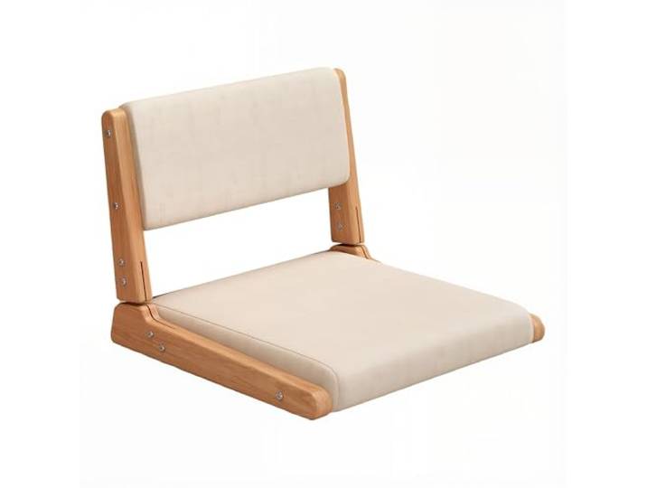 XOBRJQZ Zaisu Bodenstuhl Japanisch aus Massivholz, Klappbarer Tatami Stuhl mit Rückenlehne, Meditationsbank für Erwachsene, Tragbar für Yoga, Gaming, Keine Montage Nötig