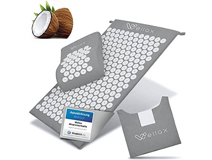 Wellax acupressuurmat met kussen - verlicht specifiek spanning & bevordert circulatie - massagemat in set incl. acupressuurkussen & draagtas