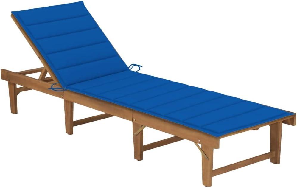 Sonnenliege aus massivem Akazienholz - Klappbare Gartenliege inklusive Auflage, 4-Fach verstellbare Rückenlehne, Robuste Holzliege für Garten und Terrasse, 200 cm