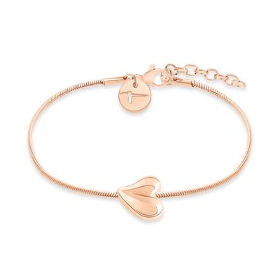 Armband TAMARIS "Organic Heart, Herz", rosa (roségoldfarben), Armbänder, Damen, 21cm, Edelstahl, Armband