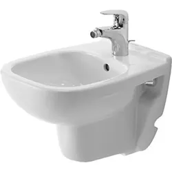 Duravit D-Code Wandbidet Compact, wandhängend, mit Hahnloch, Überlauf und Hahnlochbank, 350 × 480 × 350 mm, Weiß hochglänzend, 2237150000