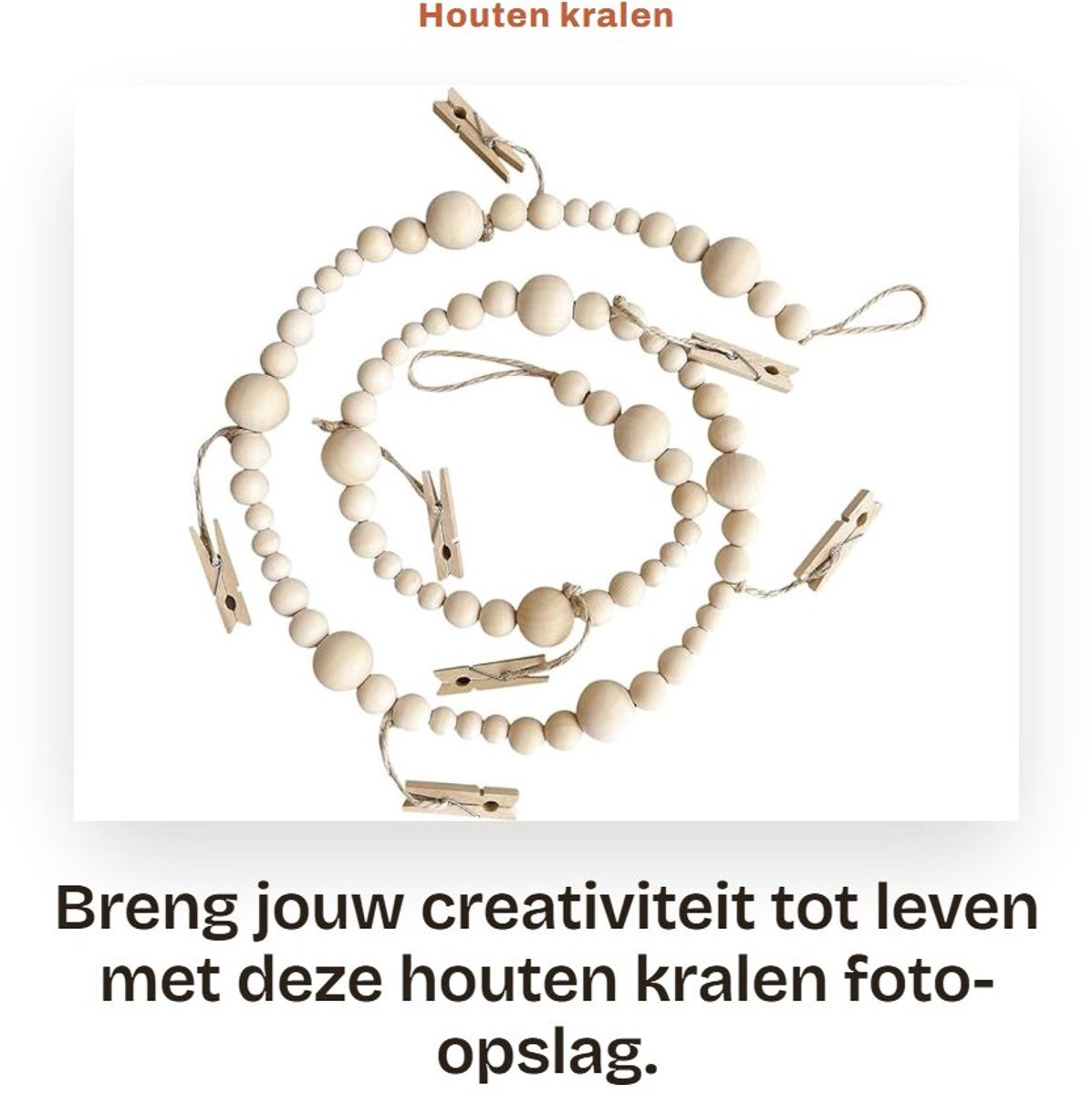 Dailygoods Creatieve Foto-opslag met Houten Kralen en Hennepkoord in Bohemian Stijl