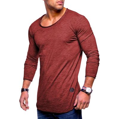 Langarmshirt BEHYPE "Dust L/S", Herren, Gr. XL, rot (weinrot), 100% Baumwolle, unifarben, Shirts Langarmshirt, mit weitem Halsausschnitt