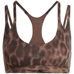 ADIDAS Damen BH Optime Leopard Träger-BH mit leichtem Halt, Größe XXS in Braun EARSTR/BLACK/PRINT