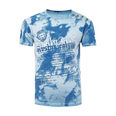 T-Shirt RUSTY NEAL, Herren, Gr. M, blau (hellblau), 100% Baumwolle, bedruckt, normal, Rundhals, Shirts T-Shirt, in tollem Batik-Design