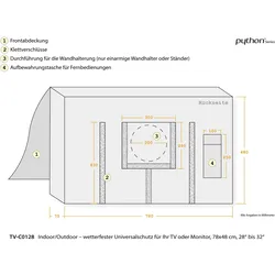 Python TV-Cover (Diverse), TV Zubehör, Schwarz, Transparent