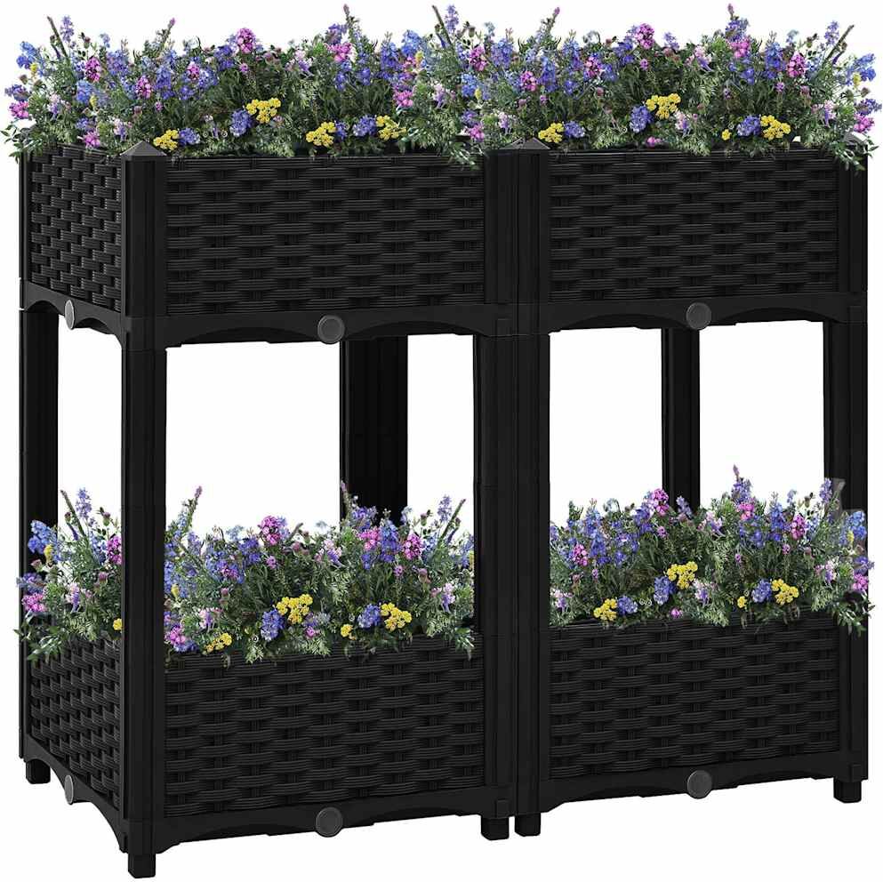 vidaXL Arriate 80x40x71 cm polipropileno Negro