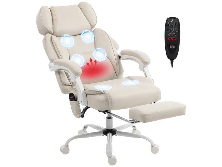 HOMCOM Bürostuhl mit Massage Höhenverstellbar Drehstuhl mit Wärmefunktion