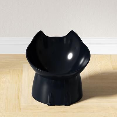 Uplifted Goods Elevated Cat Feeding Bowl With Tilted Design For Comfortable Eating black