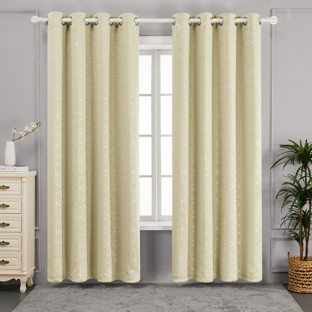 George Oliver Bost Room Darkening Thermal Curtains Dark Beige Width 132 x Drop 138 cm