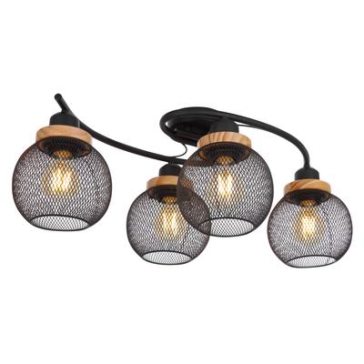 GLOBO LIGHTING Deckenleuchte "PABLO", schwarz (schwarz matt), H: 22cm, 1 Stk., Leuchten, Deckenlampe Metall schwarz Metallgeflecht Holz Küche Wohnzimmer, Deckenleuchte