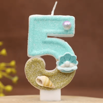 Inspire Picks Reusable Beach Theme Number Candles Ocean Birthday Cake Decorations For Yearly Celebrations number 5