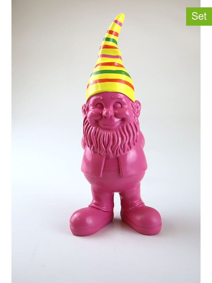 AM Design 2er-Set: Dekofiguren ''Zwerg'' in Pink/ Gelb - (H)19 cm - onesize