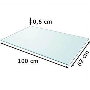 vidaXL Tischplatte 243633, aus Glas, rechteckig, 100 x 62cm, transparent