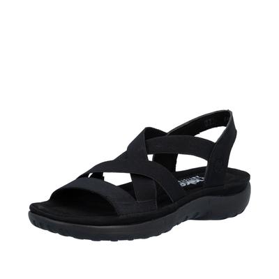Sandale RIEKER, Damen, Gr. 40, Synthetik, schwarz, Elastischer Einsatz, Nubuklederimitat, unifarben, Basic, Schuhe Sandale, Sommerschuh, Klassik-Sandale in bequemer Form