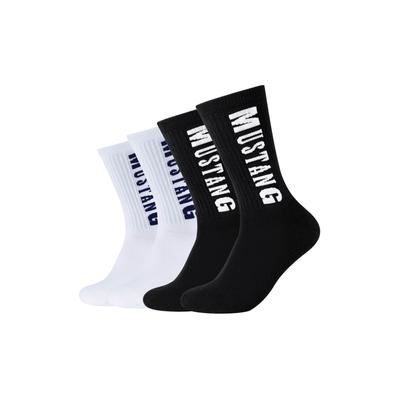 Socken MUSTANG "casual", Herren, Gr. 35-38, schwarz, weiß, Baumwollmischung, normal, Socken Socken, weicher Komfortbund, atmungsaktiv