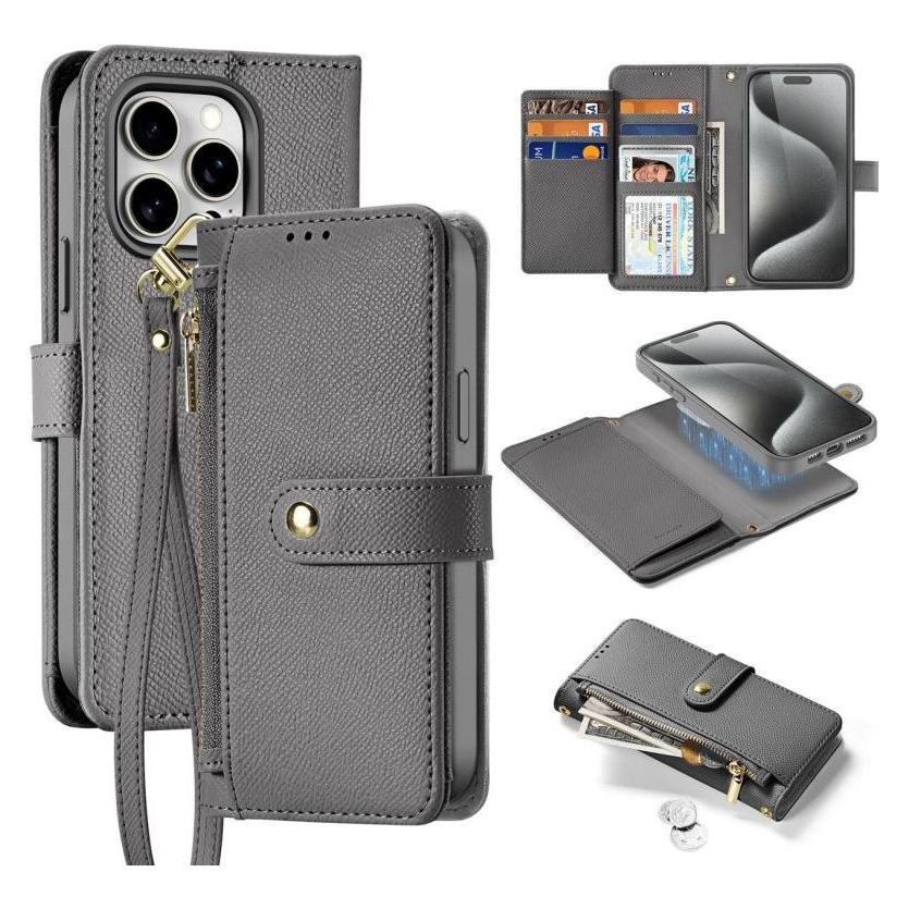 Dux Ducis Lawa Leather Case for iPhone 15 Pro - Gray (Apple iPhone 15 Pro) (Case Lawa for iPhone 15 Pro Grey)