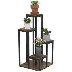 Outsunny Pflanzenregal mit 4 Ebenen, Multifunktionales Blumenregal für Outdoor