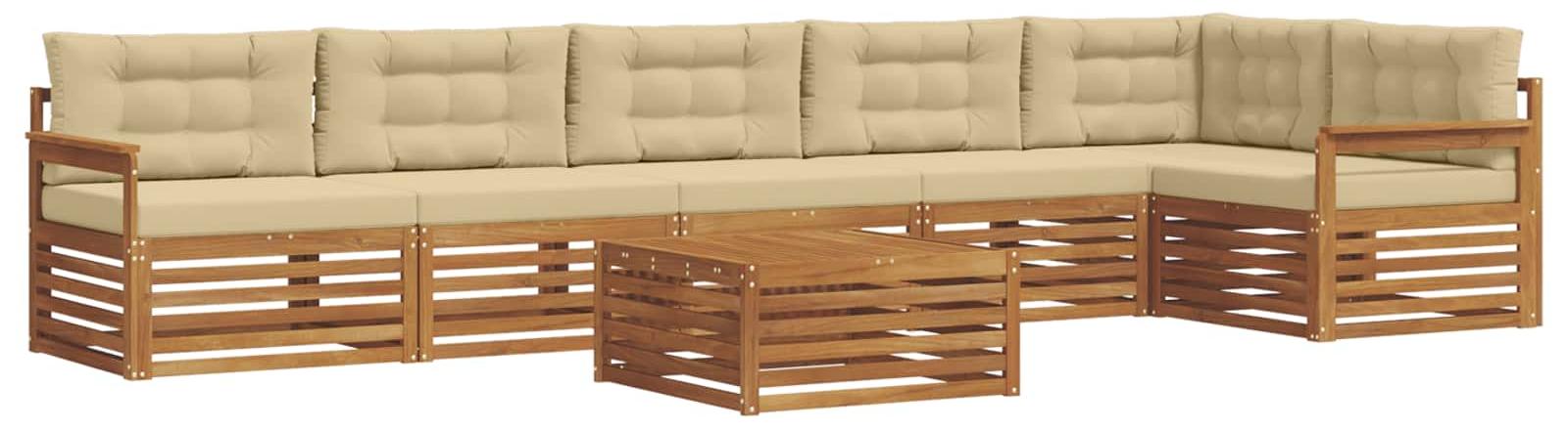Outdoor-Sofagarnitur mit Kissen 7 pcs Natur und Beige