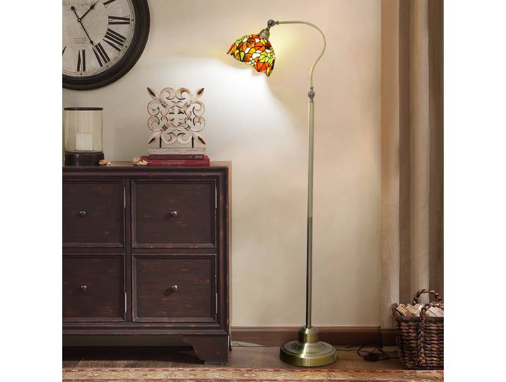 Lampadaire Européen Créatif en Verre Teinté, en Fer Forgé, pour Salon, Chambre et Bureau, au Design Unique