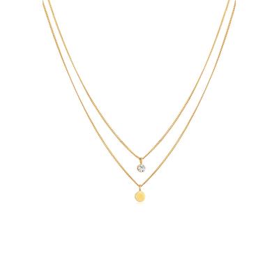 Silberkette ELLI "Halskette Layer Plättchen Kristall 925 Silber" Gr. 40, gold, Halsketten, Damen, 40, Silber 925 (Sterlingsilber), Silberkette