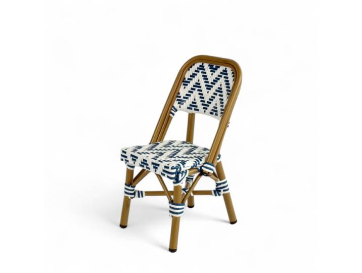 Chaise de terrasse ALMA Mini - Tressage bleu et blanc