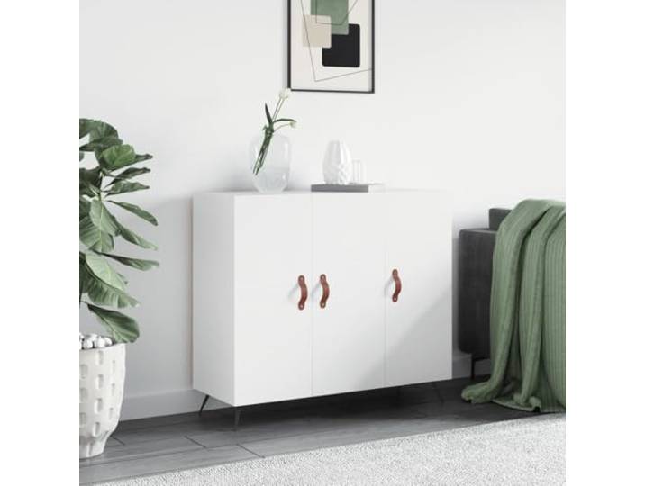 HEFZGDB Modernes Sideboard Weiß Holzwerkstoff mit zeitlosem Design und Stabiler Platte für Wohnzimmer Aufbewahrung, Sideboard mit Wandhalterung und Türen