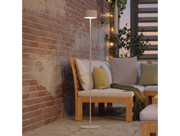 EGLO Solar-LED-Terrassenlampe Roccanova-L, weiß, Höhe 120 cm Roccanova-L, weiß / opal, Metall, Modern