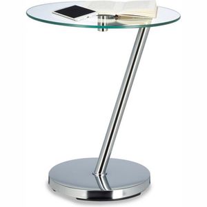 Relaxdays Beistelltisch 10021269, transparent / silber, rund, 45 x 52cm (Ø/H), aus Glas / Metall
