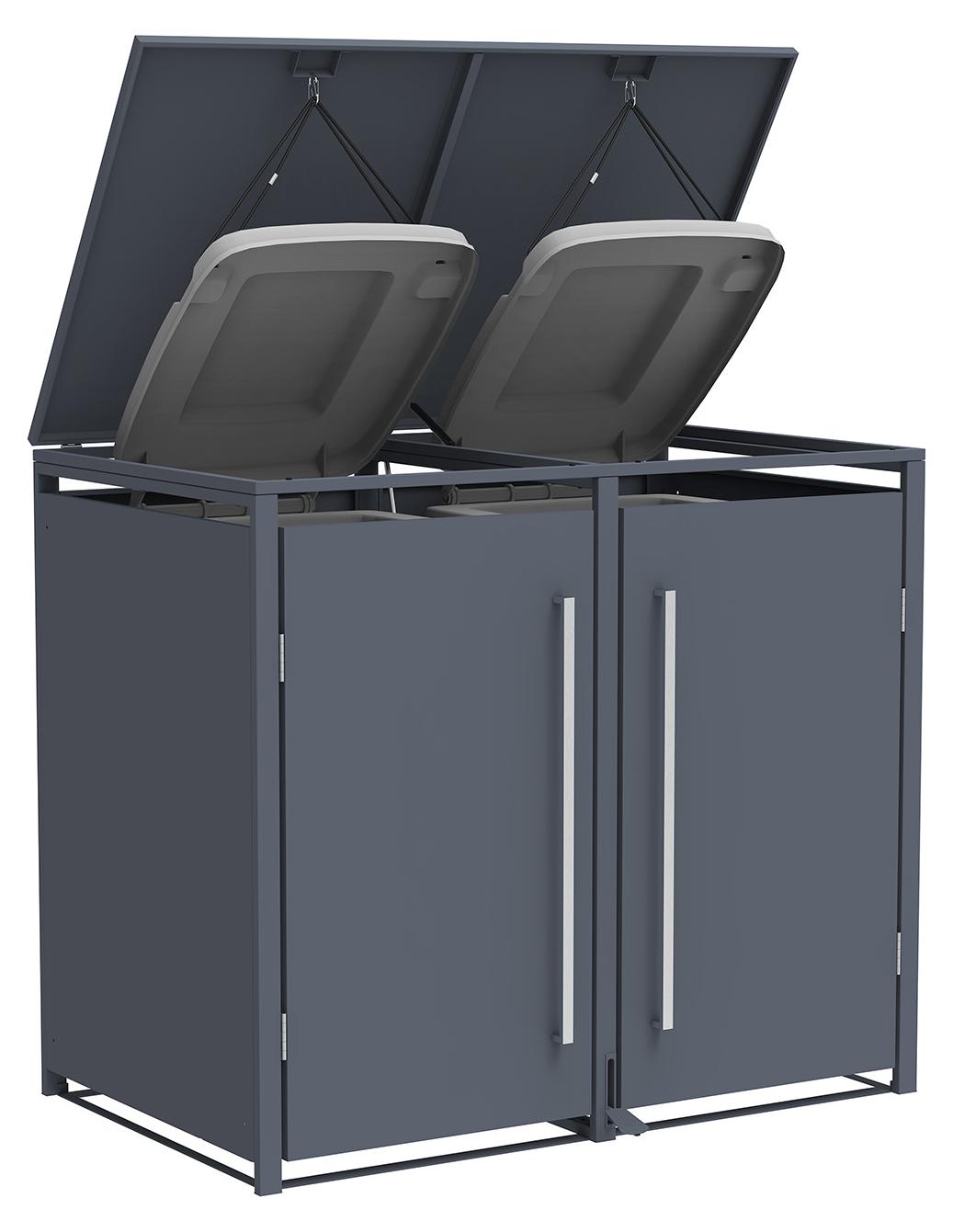 Westmann Pedura 2 Metall Mülltonnenbox mit Fußpedal 2x240 L Anthrazit
