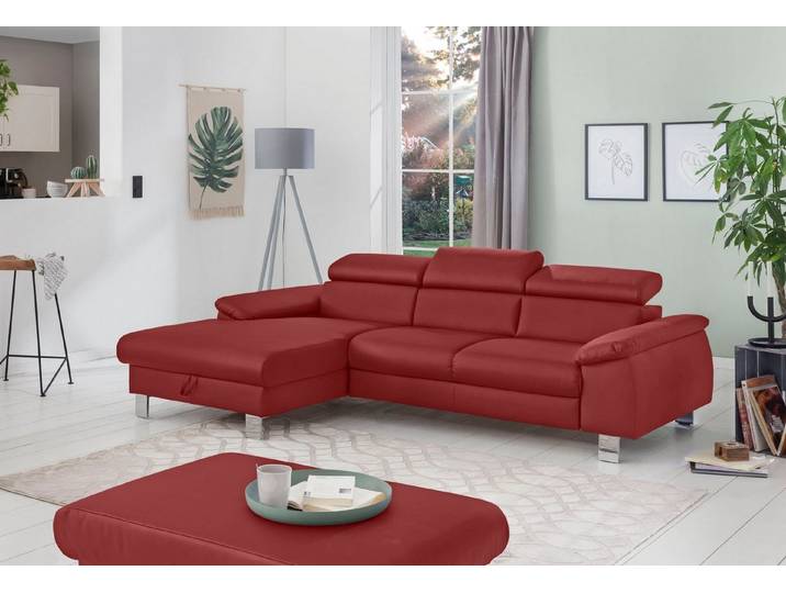 COTTA Ecksofa Komaris L-Form,B:244cm, inkl. Kopfteilverstellung, Wellenunterfederung, optional mit Schlaffunktion und Bettkasten, plus opt. LED Beleuchtung