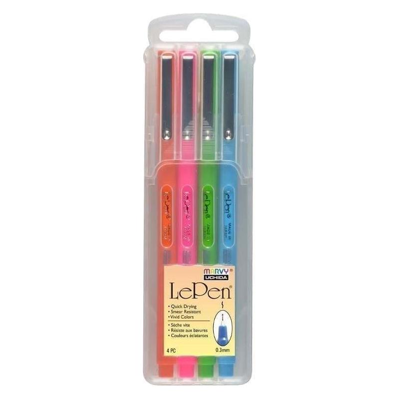 Uchida Stilvolle MARVY-Stifte mit dünner Spitze Le Pen, leuchtend, 4 Farben (4x) (33311630)