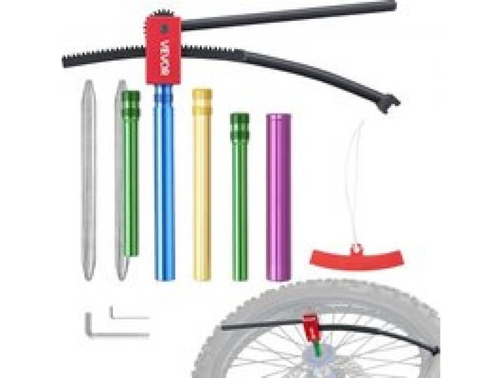 VEVOR Outils de Changement de Pneus pour Motos Tout-terrain, Démonte Pneu Manuel avec Adaptateurs d'Axe 15-25 mm, 2 Leviers à Pneumatique et Clés, Compatible avec Roues 406-533 mm Motocross Enduro