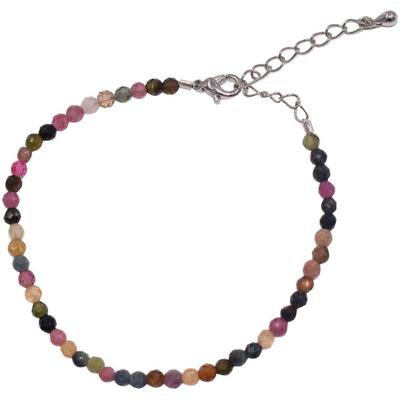 Armband FIRETTI "Schmuck Geschenk Armschmuck Armkette Edelstein Farbstein Turmalin" Gr. 23, bunt (messingfarben, mehrfarbig, mehrfarbig), Armbänder, Damen, 23, Messing Nylon, Messing, Nylon, Armband, mit Turmalin