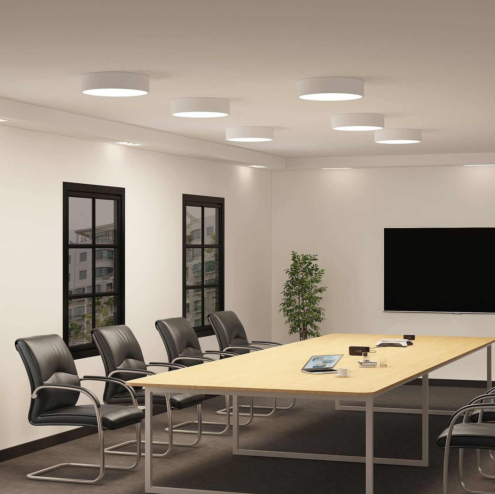 LED Ceiling Light Noabelle Arcchio, dimmable, White / opal, Kitchen, metal, Modern, Ceiling Light