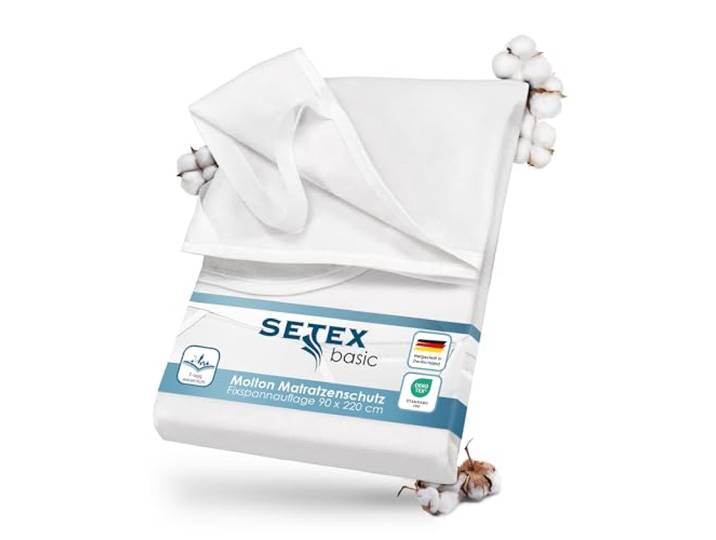 SETEX Wasserdichter Molton Matratzenschutz, 3-lagig, 90 x 220 cm, Matratzenschoner aus 100 % Baumwolle, Generation, Weiß