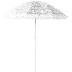 Lex Hawaii Sonnenschirm Bastschirm Ø 160 cm UV30+ Strandschirm Knickschirm weiß : Weiss