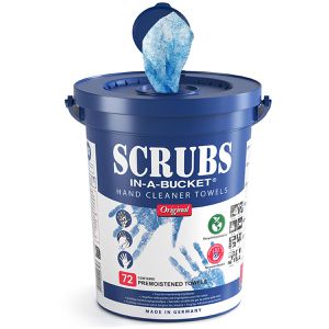 Scrubs Reinigungstücher 042272, In-a-Bucket, Original, feucht, für Hände und Werkzeug, im Eimer 72 Tücher