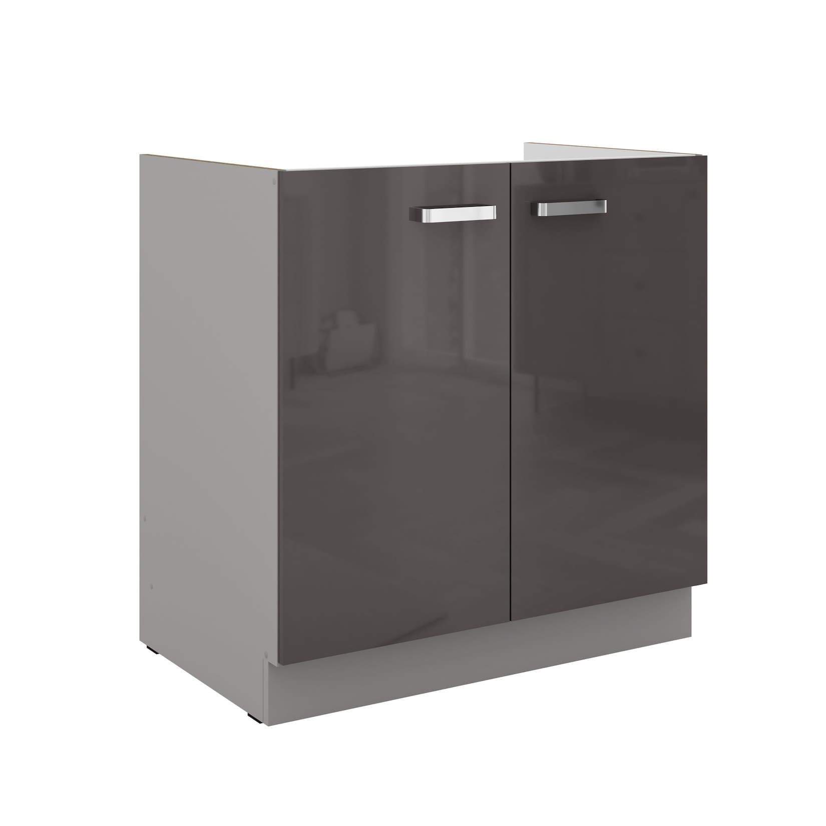 Spülen Unterschrank 80 Hochglanz Grau Küchenzeile Küchenblock Küche Grey Bianca