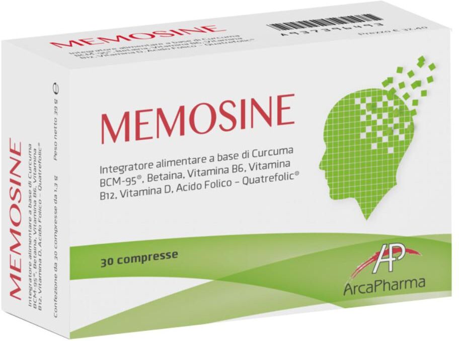 ARCAPHARMA Srl Memosine Integratore Curcuma BCM-95, Vitamine B6 B12 D, 30 Compresse