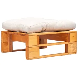 vidaXL Garten-Palettenhocker mit Sandfarbigem Kissen Holz Honigbraun