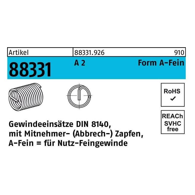 Amecoil Gewindeeinsatz R 88331 Form A-Fein M 14x1,25x16,4 A 2 (883319261412516)